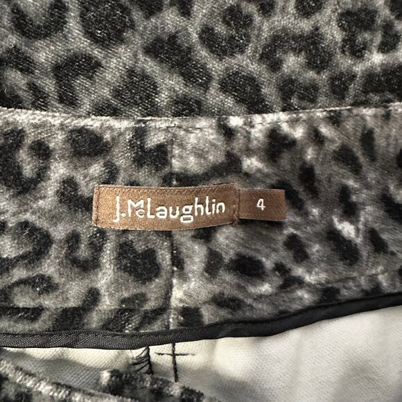 J. McLaughlin Velvet Animal Print Black Gray Sz 4 Straight Leg Stretch Pants - Picture 6 of 7